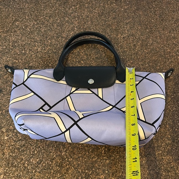 LONGCHAMP PARIS FRANCE LADIES Geometric Purple Black TOTE Handbag-RARE! - Picture 6 of 16